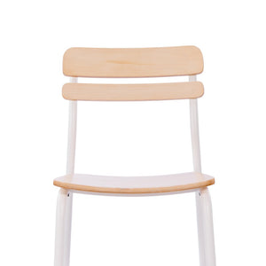 English Elm 2 Pack Cyprus Commercial-Grade Solid Wood Dining Chairs with Modern Black Metal Frames for Style Antique White 2-XU-CH10443-ANTWHT-GG