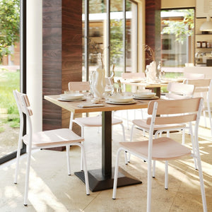 English Elm 2 Pack Cyprus Commercial-Grade Solid Wood Dining Chairs with Modern Black Metal Frames for Style Antique White 2-XU-CH10443-ANTWHT-GG