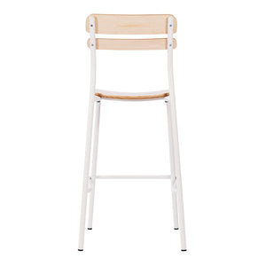 English Elm 2 Pack Cyprus Commercial Grade Solid Wood Bar Stools with Sturdy Black Metal Frames for Stylish Spaces Antique White 2-XU-CH10443B-ANTWHT-GG