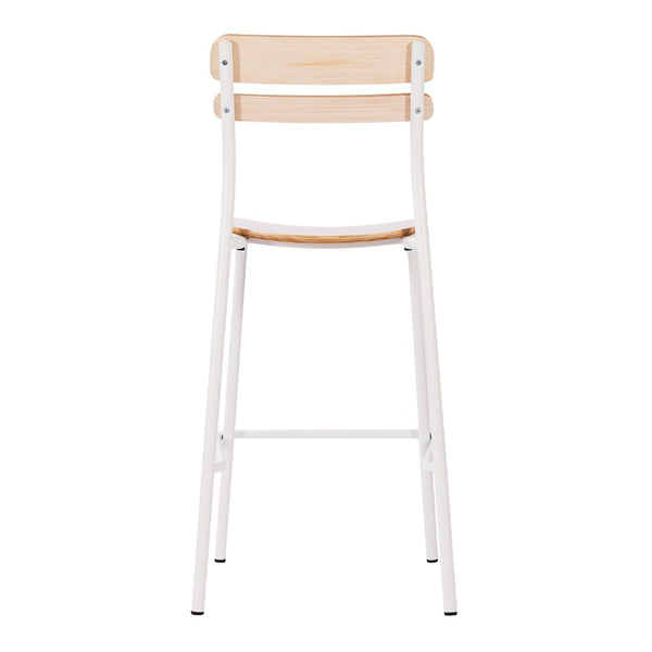 English Elm 2 Pack Cyprus Commercial Grade Solid Wood Bar Stools with Sturdy Black Metal Frames for Stylish Spaces Antique White 2-XU-CH10443B-ANTWHT-GG