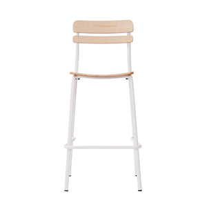 English Elm 2 Pack Cyprus Commercial Grade Solid Wood Bar Stools with Sturdy Black Metal Frames for Stylish Spaces Antique White 2-XU-CH10443B-ANTWHT-GG