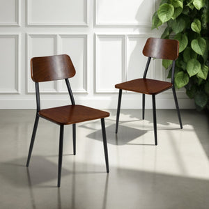 English Elm Lincoln Industrial Dining Chairs Set of 2 - Rustic Mahogany Wood & Gunmetal Steel Frame, Durable & Stylish 2-XU-DG-60725-GG