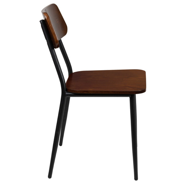 English Elm Lincoln Industrial Dining Chairs Set of 2 - Rustic Mahogany Wood & Gunmetal Steel Frame, Durable & Stylish 2-XU-DG-60725-GG