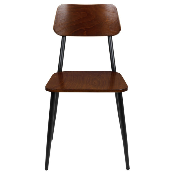 English Elm Lincoln Industrial Dining Chairs Set of 2 - Rustic Mahogany Wood & Gunmetal Steel Frame, Durable & Stylish 2-XU-DG-60725-GG