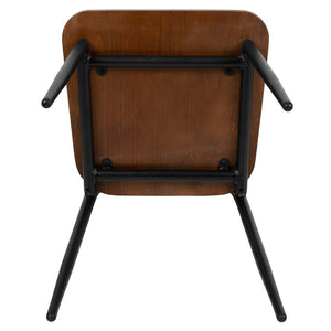 English Elm Lincoln Industrial Dining Chairs Set of 2 - Rustic Mahogany Wood & Gunmetal Steel Frame, Durable & Stylish 2-XU-DG-60725-GG