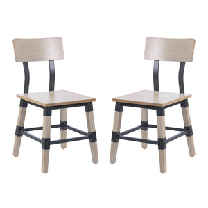 English Elm Jackson 2 Pack Commercial-Grade Rustic Wood Dining Chairs for Stylish High-Traffic Spaces Antique White 2-XU-DG-W0236-ANTWHT-GG