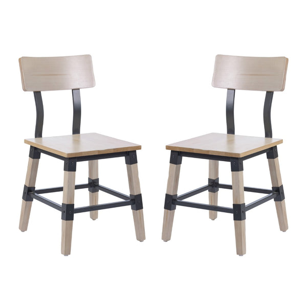 English Elm Jackson 2 Pack Commercial-Grade Rustic Wood Dining Chairs for Stylish High-Traffic Spaces Antique White 2-XU-DG-W0236-ANTWHT-GG