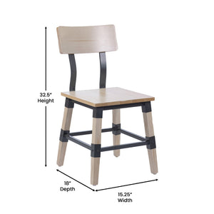 English Elm Jackson 2 Pack Commercial-Grade Rustic Wood Dining Chairs for Stylish High-Traffic Spaces Antique White 2-XU-DG-W0236-ANTWHT-GG