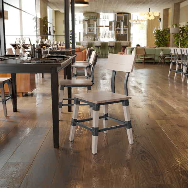 English Elm Jackson 2 Pack Commercial-Grade Rustic Wood Dining Chairs for Stylish High-Traffic Spaces Antique White 2-XU-DG-W0236-ANTWHT-GG