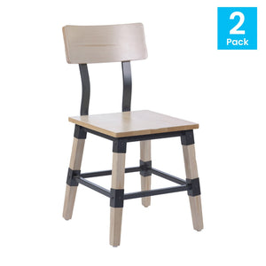 English Elm Jackson 2 Pack Commercial-Grade Rustic Wood Dining Chairs for Stylish High-Traffic Spaces Antique White 2-XU-DG-W0236-ANTWHT-GG