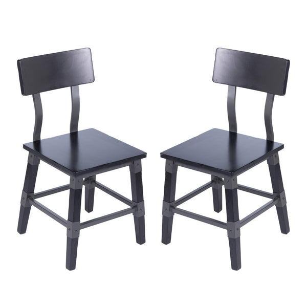 English Elm Jackson 2 Pack Commercial-Grade Rustic Wood Dining Chairs for Stylish High-Traffic Spaces Black 2-XU-DG-W0236-BLK-GG