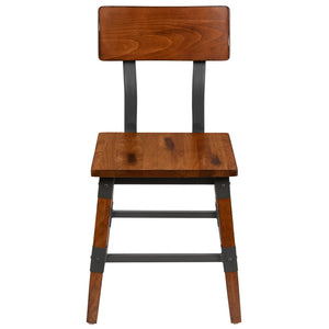 English Elm Jackson 2 Pack Commercial-Grade Rustic Wood Dining Chairs for Stylish High-Traffic Spaces Walnut 2-XU-DG-W0236-GG