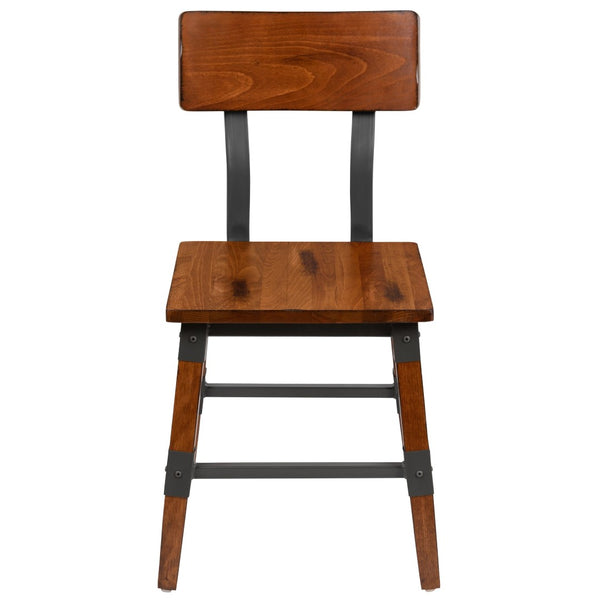 English Elm Jackson 2 Pack Commercial-Grade Rustic Wood Dining Chairs for Stylish High-Traffic Spaces Walnut 2-XU-DG-W0236-GG