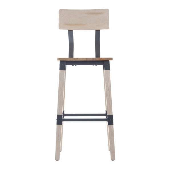 English Elm Jackson 2 Pack Commercial-Grade Industrial Wood Barstools for Durable Home and Restaurant Seating Antique White 2-XU-DG-W0236B-ANTWHT-GG