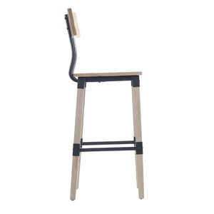 English Elm Jackson 2 Pack Commercial-Grade Industrial Wood Barstools for Durable Home and Restaurant Seating Antique White 2-XU-DG-W0236B-ANTWHT-GG