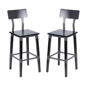 English Elm Jackson 2 Pack Commercial-Grade Industrial Wood Barstools for Durable Home and Restaurant Seating Black 2-XU-DG-W0236B-BLK-GG