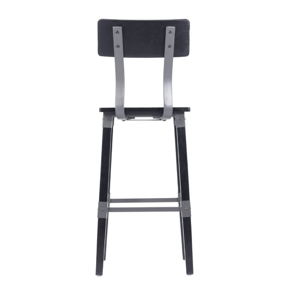 English Elm Jackson 2 Pack Commercial-Grade Industrial Wood Barstools for Durable Home and Restaurant Seating Black 2-XU-DG-W0236B-BLK-GG