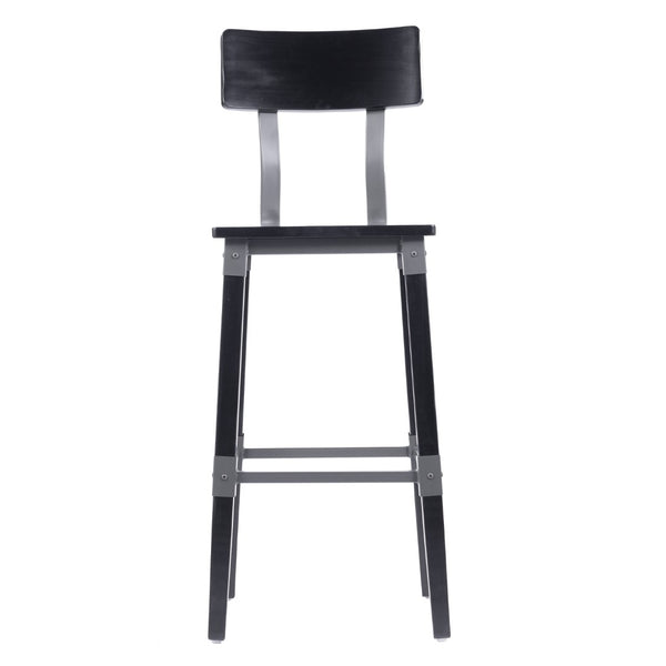 English Elm Jackson 2 Pack Commercial-Grade Industrial Wood Barstools for Durable Home and Restaurant Seating Black 2-XU-DG-W0236B-BLK-GG