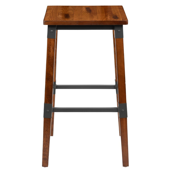English Elm Jackson Rustic Walnut Barstools Set of 2 - Backless Industrial Design, Durable, and Easy to Clean 2-XU-DG-W0247B-GG