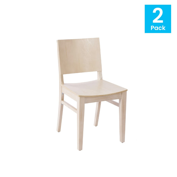 English Elm 2 Pack Naples Solid Wood Dining Chairs with Curved Backrests for Stylish Home and Hospitality Use Antique White 2-XU-DG-W0305-ANTWHT-GG
