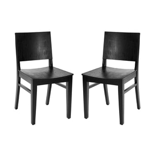 English Elm 2 Pack Naples Solid Wood Dining Chairs with Curved Backrests for Stylish Home and Hospitality Use Black 2-XU-DG-W0305-BLK-GG
