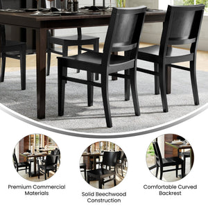 English Elm 2 Pack Naples Solid Wood Dining Chairs with Curved Backrests for Stylish Home and Hospitality Use Black 2-XU-DG-W0305-BLK-GG