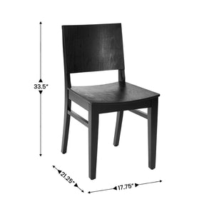 English Elm 2 Pack Naples Solid Wood Dining Chairs with Curved Backrests for Stylish Home and Hospitality Use Black 2-XU-DG-W0305-BLK-GG