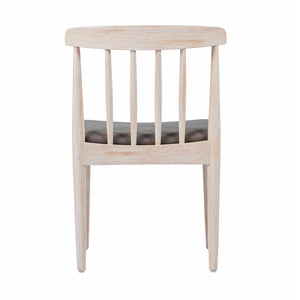 English Elm Chester Set of 2 Solid Wood Antique White Dining Chairs with Curved Backrest for Stylish Comfort Brown Vinyl Seat/Antique White Wood Frame 2-XU-DG-W0359-ANTWHT-GG