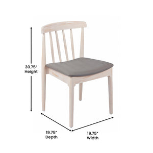 English Elm Chester Set of 2 Solid Wood Antique White Dining Chairs with Curved Backrest for Stylish Comfort Brown Vinyl Seat/Antique White Wood Frame 2-XU-DG-W0359-ANTWHT-GG