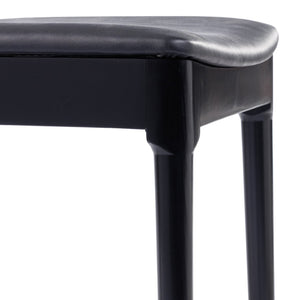 English Elm Chester Set of 2 Solid Wood Antique White Dining Chairs with Curved Backrest for Stylish Comfort Black Vinyl Seat/Black Wood Frame 2-XU-DG-W0359-BLK-GG