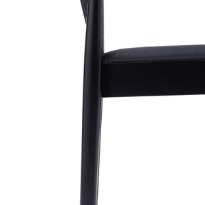 English Elm Chester Set of 2 Solid Wood Antique White Dining Chairs with Curved Backrest for Stylish Comfort Black Vinyl Seat/Black Wood Frame 2-XU-DG-W0359-BLK-GG