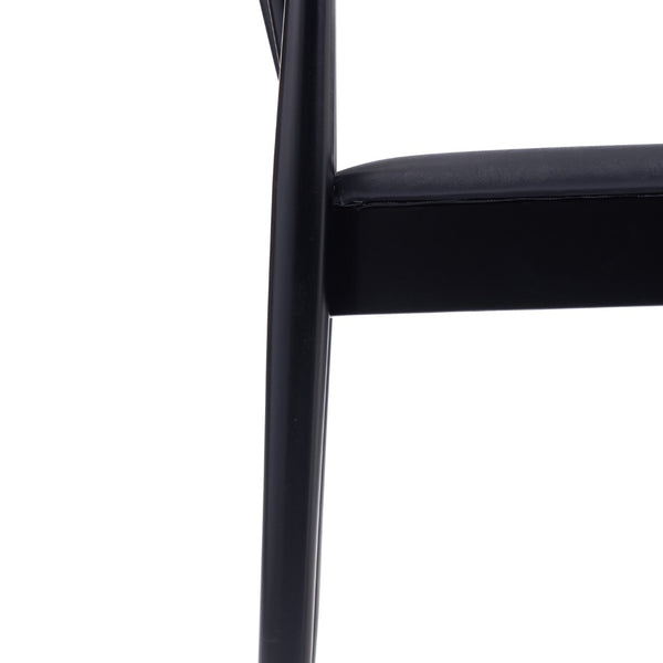 English Elm Chester Set of 2 Solid Wood Antique White Dining Chairs with Curved Backrest for Stylish Comfort Black Vinyl Seat/Black Wood Frame 2-XU-DG-W0359-BLK-GG