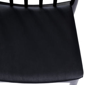 English Elm Chester Set of 2 Solid Wood Antique White Dining Chairs with Curved Backrest for Stylish Comfort Black Vinyl Seat/Black Wood Frame 2-XU-DG-W0359-BLK-GG