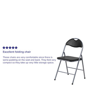 English Elm 2 Pack HERCULES Series Folding Chairs - Stylish Black Vinyl, Easy-Clean, Portable, Durable Seating 2-YB-YJ806H-GG