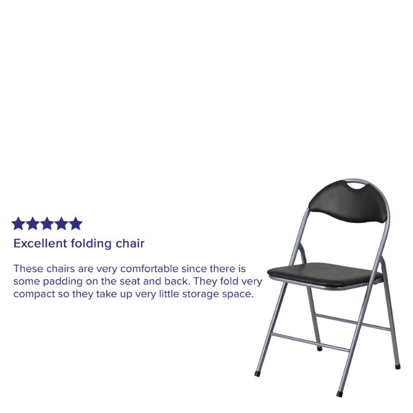 English Elm 2 Pack HERCULES Series Folding Chairs - Stylish Black Vinyl, Easy-Clean, Portable, Durable Seating 2-YB-YJ806H-GG