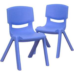 English Elm Whitney 2 Pack Stackable Plastic Chairs for Preschoolers - Durable, Comfortable & Easy to Clean Blue 2-YU-YCX-001-BLUE-GG