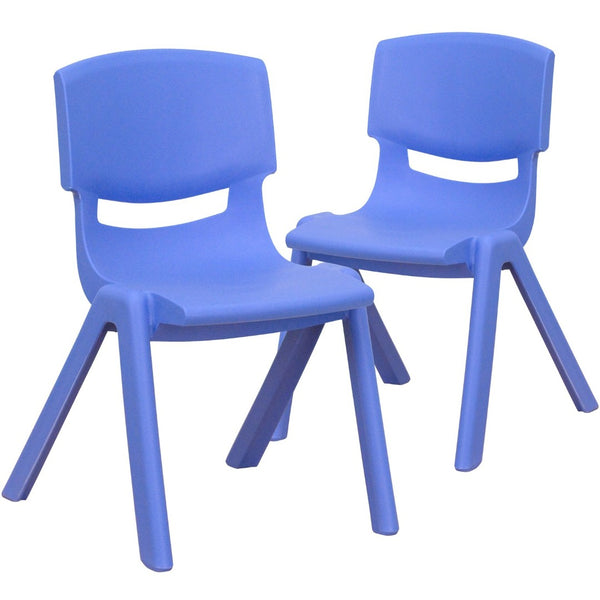 English Elm Whitney 2 Pack Stackable Plastic Chairs for Preschoolers - Durable, Comfortable & Easy to Clean Blue 2-YU-YCX-001-BLUE-GG