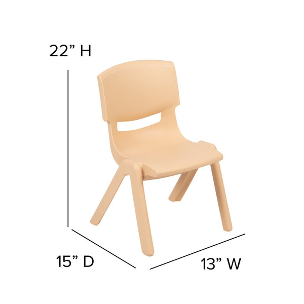 English Elm Whitney 2 Pack Stackable Plastic Chairs for Preschoolers - Durable, Comfortable & Easy to Clean Natural 2-YU-YCX-001-NAT-GG