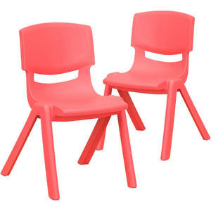 English Elm Whitney 2 Pack Stackable Plastic Chairs for Preschoolers - Durable, Comfortable & Easy to Clean Red 2-YU-YCX-001-RED-GG
