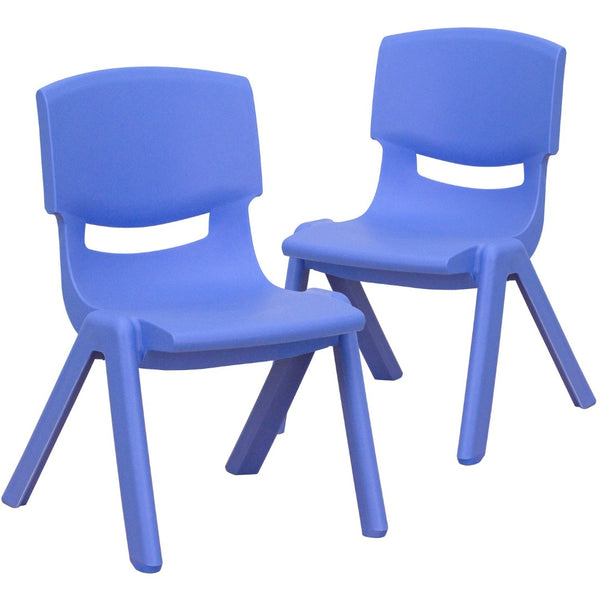 English Elm Whitney 2 Pack Stackable Plastic Chairs for Toddlers - Safe, Durable, Easy to Clean Seating Solution Blue 2-YU-YCX-003-BLUE-GG