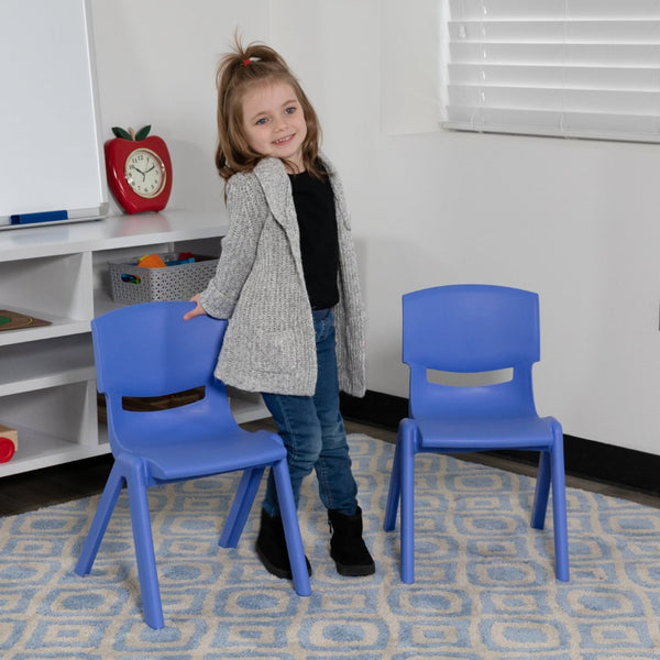 English Elm Whitney 2 Pack Stackable Plastic Chairs for Toddlers - Safe, Durable, Easy to Clean Seating Solution Blue 2-YU-YCX-003-BLUE-GG
