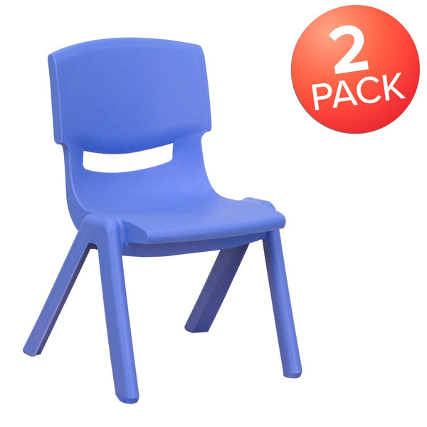 English Elm Whitney 2 Pack Stackable Plastic Chairs for Toddlers - Safe, Durable, Easy to Clean Seating Solution Blue 2-YU-YCX-003-BLUE-GG