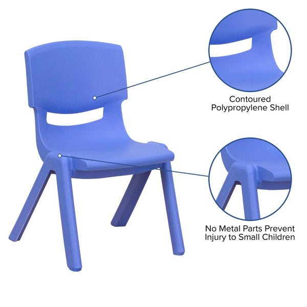 English Elm Whitney 2 Pack Stackable Plastic Chairs for Toddlers - Safe, Durable, Easy to Clean Seating Solution Blue 2-YU-YCX-003-BLUE-GG