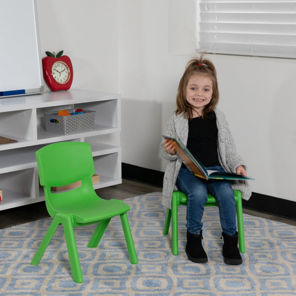 English Elm Whitney 2 Pack Stackable Plastic Chairs for Toddlers - Safe, Durable, Easy to Clean Seating Solution Green 2-YU-YCX-003-GREEN-GG