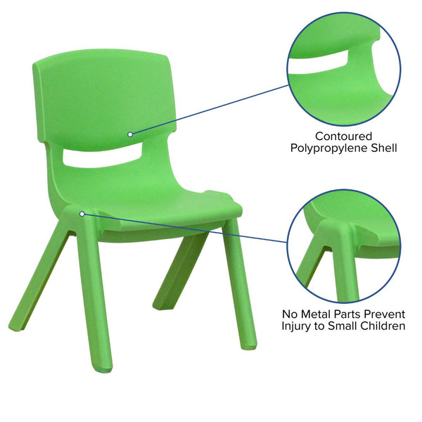 English Elm Whitney 2 Pack Stackable Plastic Chairs for Toddlers - Safe, Durable, Easy to Clean Seating Solution Green 2-YU-YCX-003-GREEN-GG