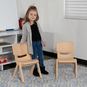 English Elm Whitney 2 Pack Stackable Plastic Chairs for Toddlers - Safe, Durable, Easy to Clean Seating Solution Natural 2-YU-YCX-003-NAT-GG