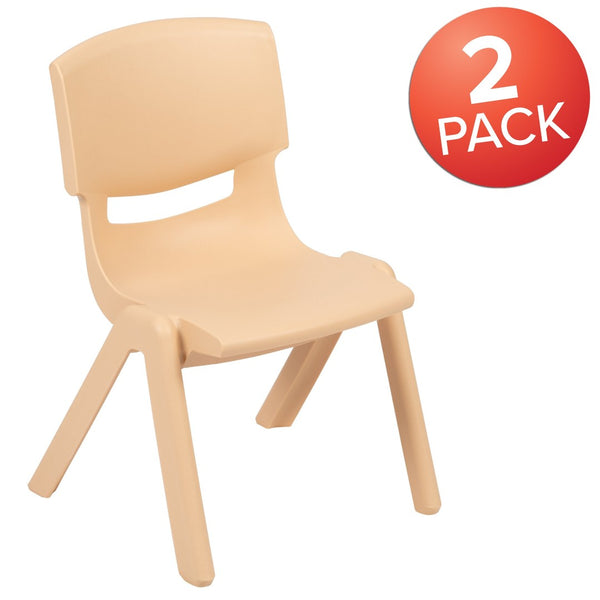 English Elm Whitney 2 Pack Stackable Plastic Chairs for Toddlers - Safe, Durable, Easy to Clean Seating Solution Natural 2-YU-YCX-003-NAT-GG