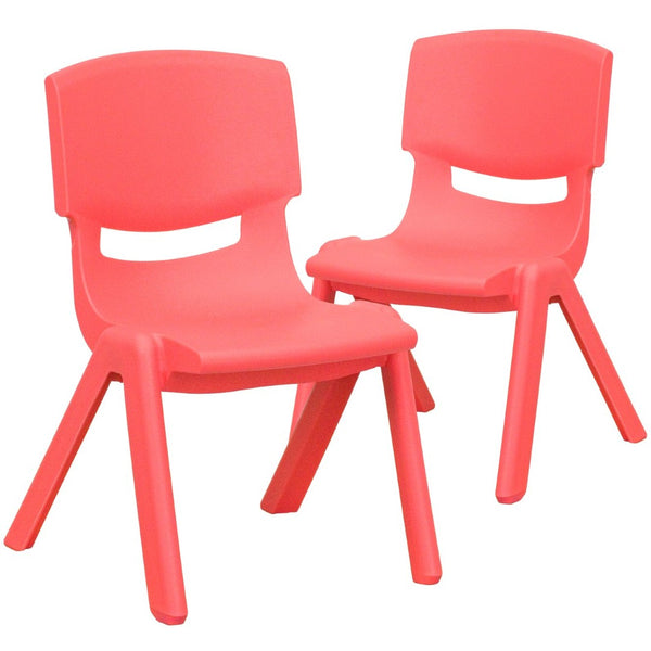 English Elm Whitney 2 Pack Stackable Plastic Chairs for Toddlers - Safe, Durable, Easy to Clean Seating Solution Red 2-YU-YCX-003-RED-GG