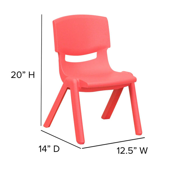 English Elm Emmy Activity Table Set with 4 Chairs - Durable, Adjustable, Ergonomic, and Easy-Clean for Kids' Fun Red 24" Square YU-YCX-0023-2-SQR-TBL-RED-E-GG
