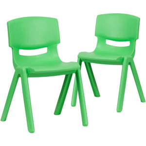 English Elm Whitney 2 Pack Stackable Plastic School Chairs for Comfortable Learning Spaces and Easy Storage Green 2-YU-YCX-004-GREEN-GG